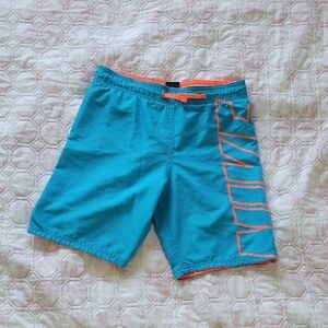 Nike Teal Swim Trunks with Orange Trim
